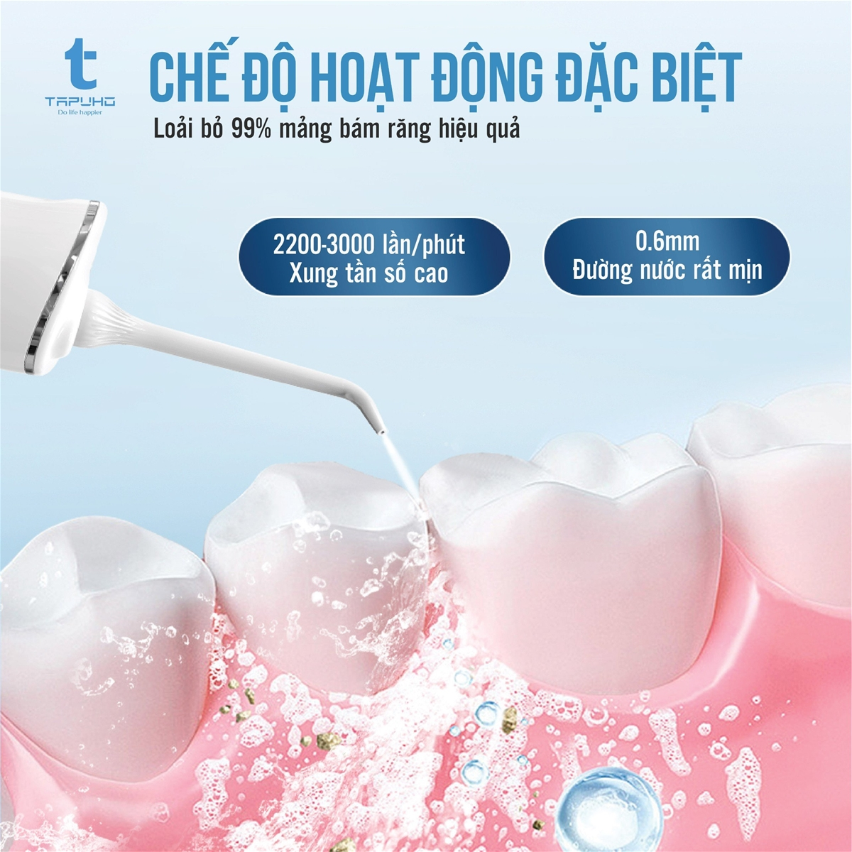 The product uses high frequency pulse technology, helping to clean effectively without damaging the gums.