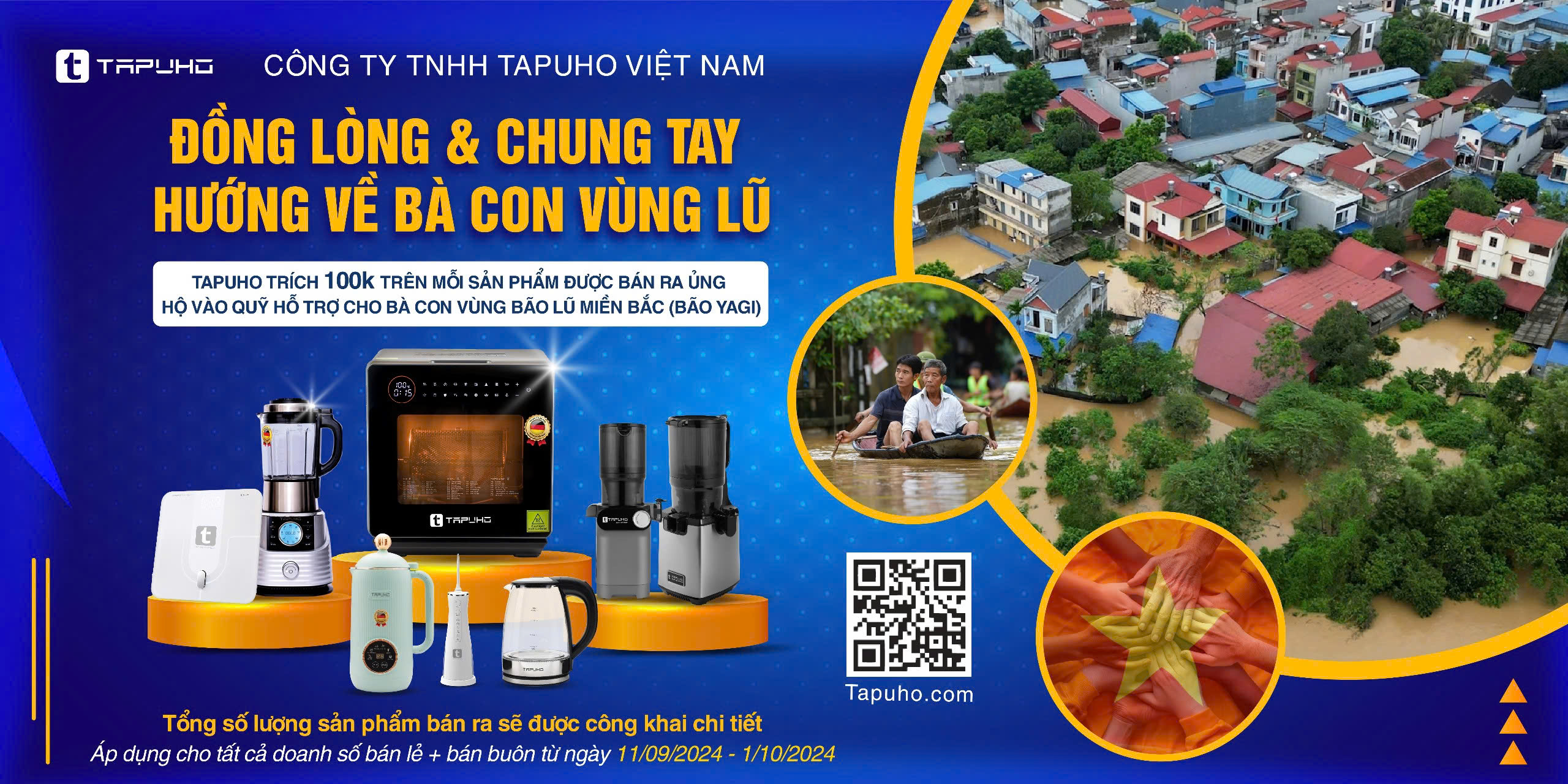 TAPUHO khởi động chương trình “ĐỒNG LÒNG VÀ CHUNG TAY HƯỚNG VỀ BÀ CON VÙNG LŨ”