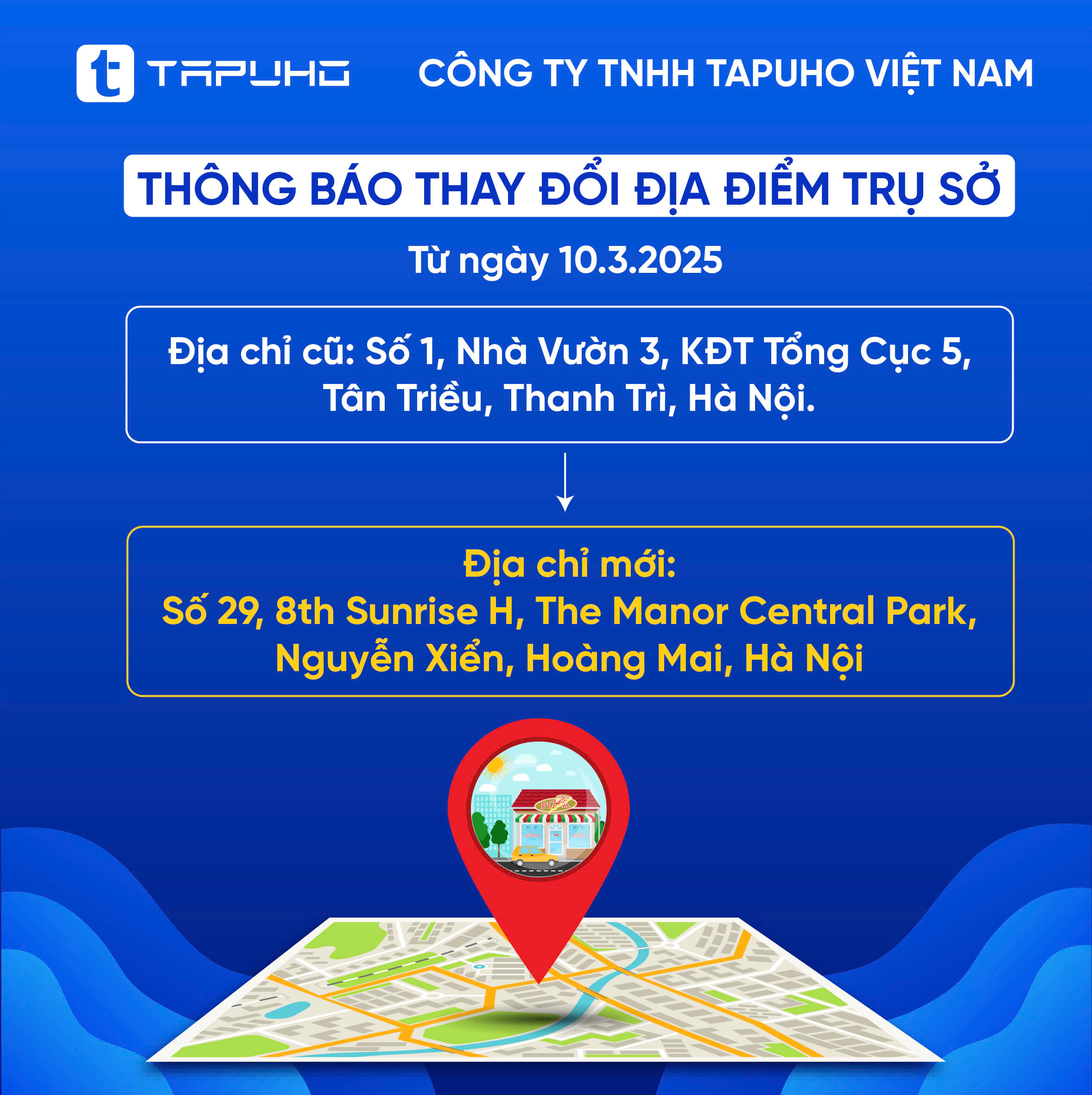 CÔNG TY TNHH TAPUHO VIỆT NAM CHUYỂN TRỤ SỞ MỚI TẠI HÀ NỘI – NÂNG CAO CHẤT LƯỢNG DỊCH VỤ Hà Nội