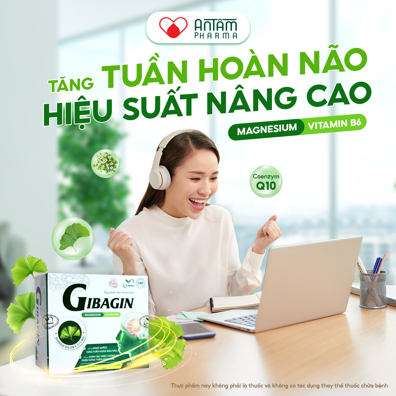 Viên Uống Gibagin - Tăng Tuần Hoàn Não, Bổ Não - Hộp 6 Vỉ x 10 Viên